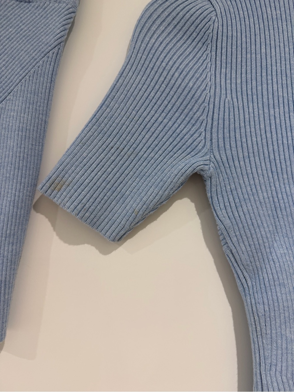 Fleur du Mal Light Blue Ribbed Cutout Bodysuit with Matching Shorts - Picture 3 of 8